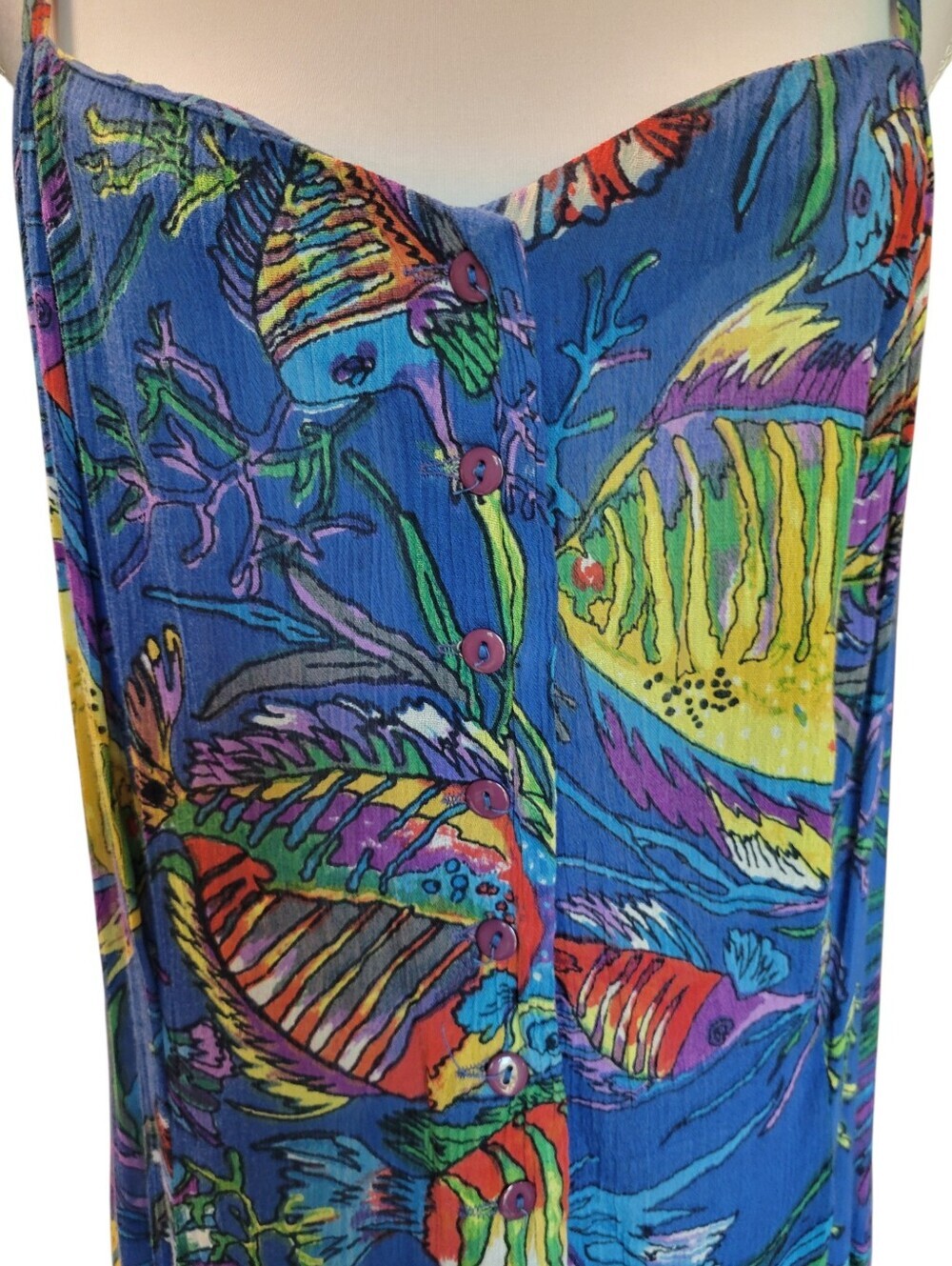 Vintage Adini NY London “Under the Sea” Cotton Gauze Flowy Maxi Dress - Picture 3 of 11